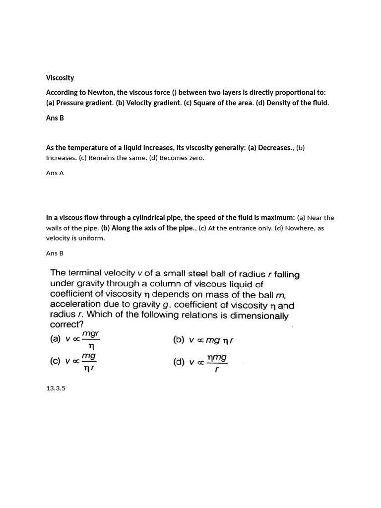 Viscocity and Surface Tension | PDF | Viscosity | Force