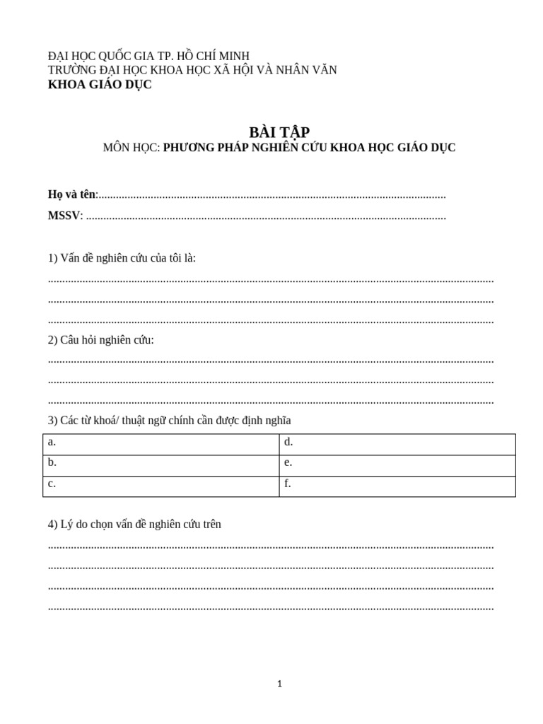 Bai Tap Van de Nghien Cuu-CA Nhan | PDF