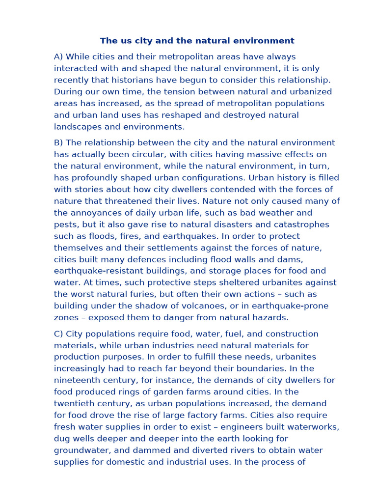 The Us City and The Natural Environment | PDF | Pollution | Air Pollution