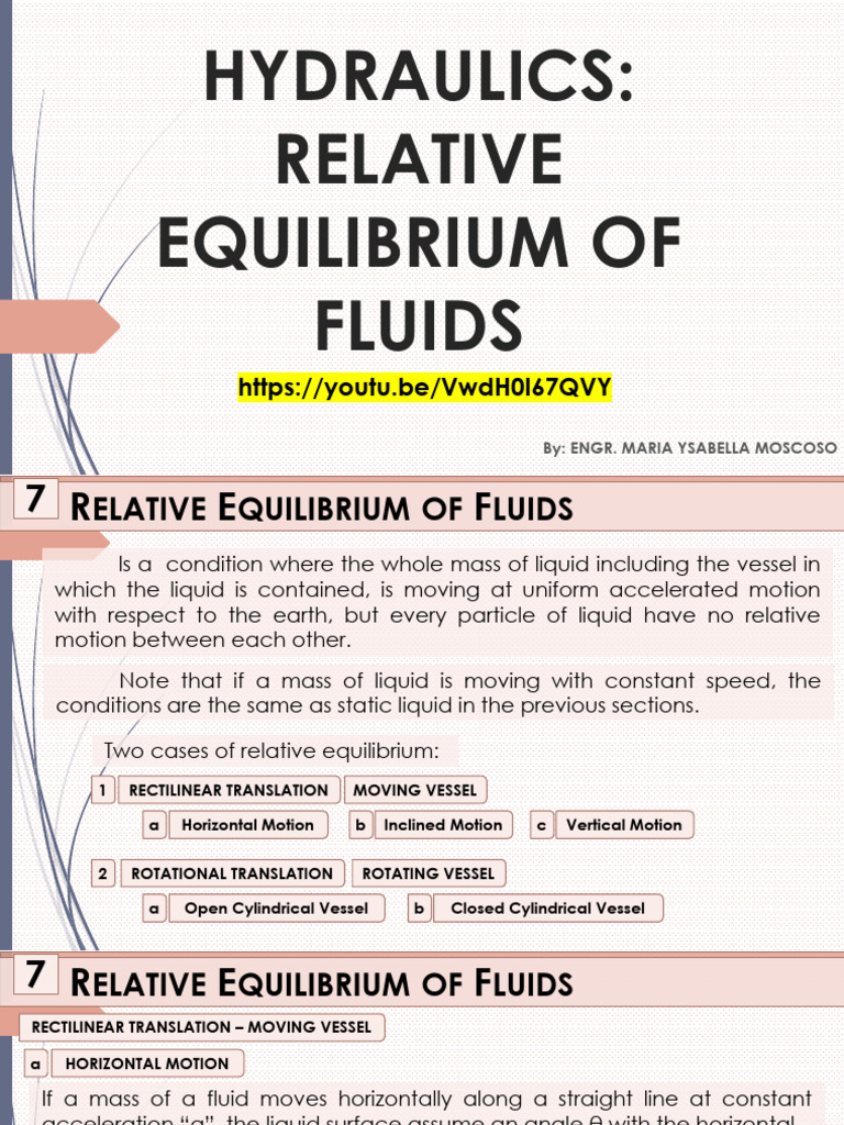 Relative Equilibrium of Fluids and Rotating Vessels | PDF | Force | Liquids