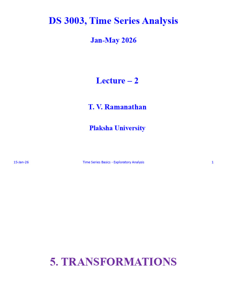 Exploratory Analysis 2026 Lecture 2 | PDF | Time Series | Moving Average