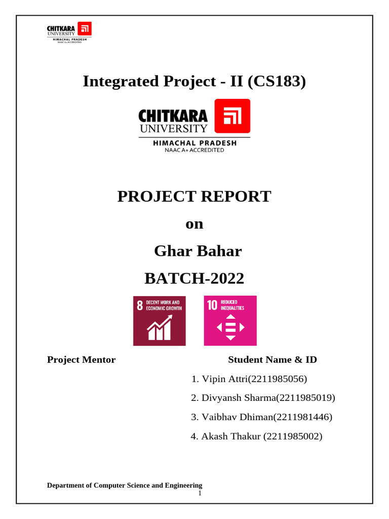 Project Report Integrated Project - II (CS183) | PDF | Computing