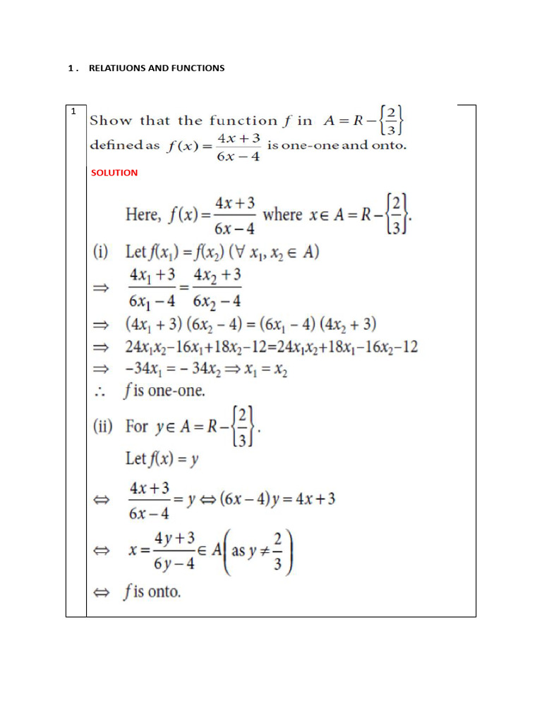 CHAPTER 1 Class 12 Mathematics Relations and Functions | PDF