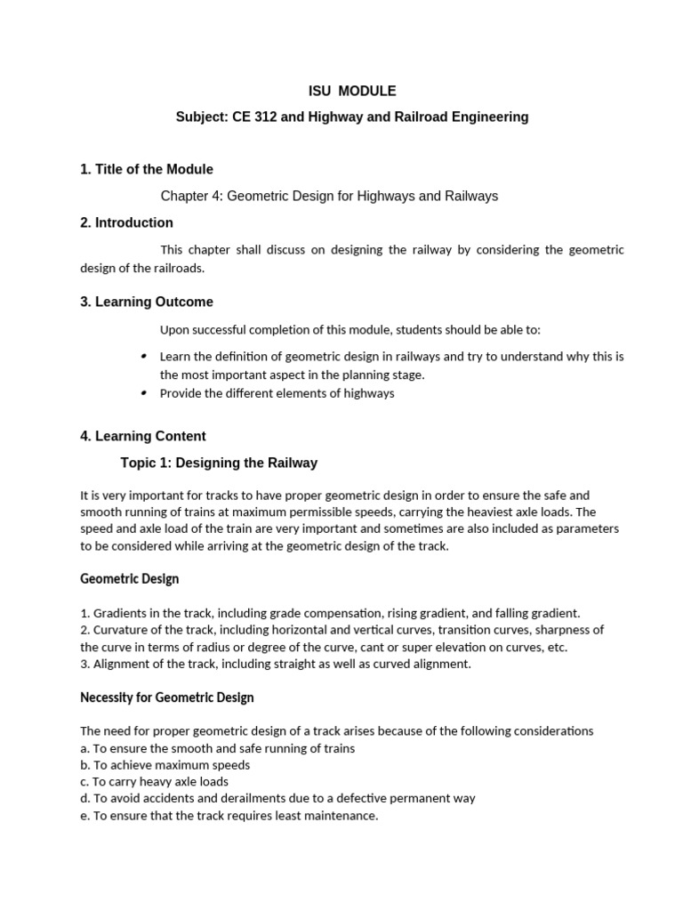Module 5 Railroad Geometric Design | PDF | Rail Transport | Transport ...