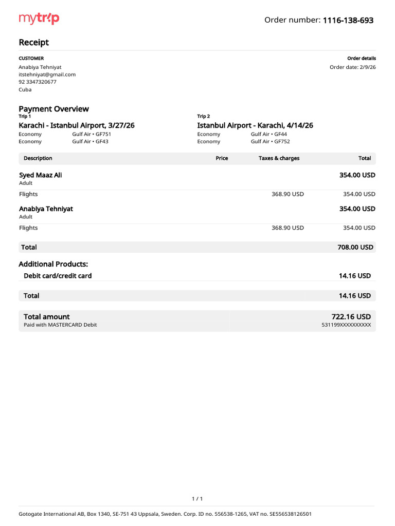 Receipt: Order Number: 1116-138-693 | PDF