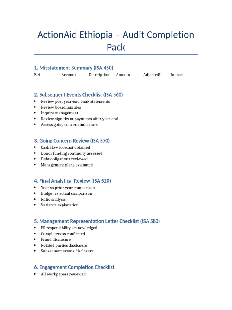 ActionAid Completion Pack | PDF