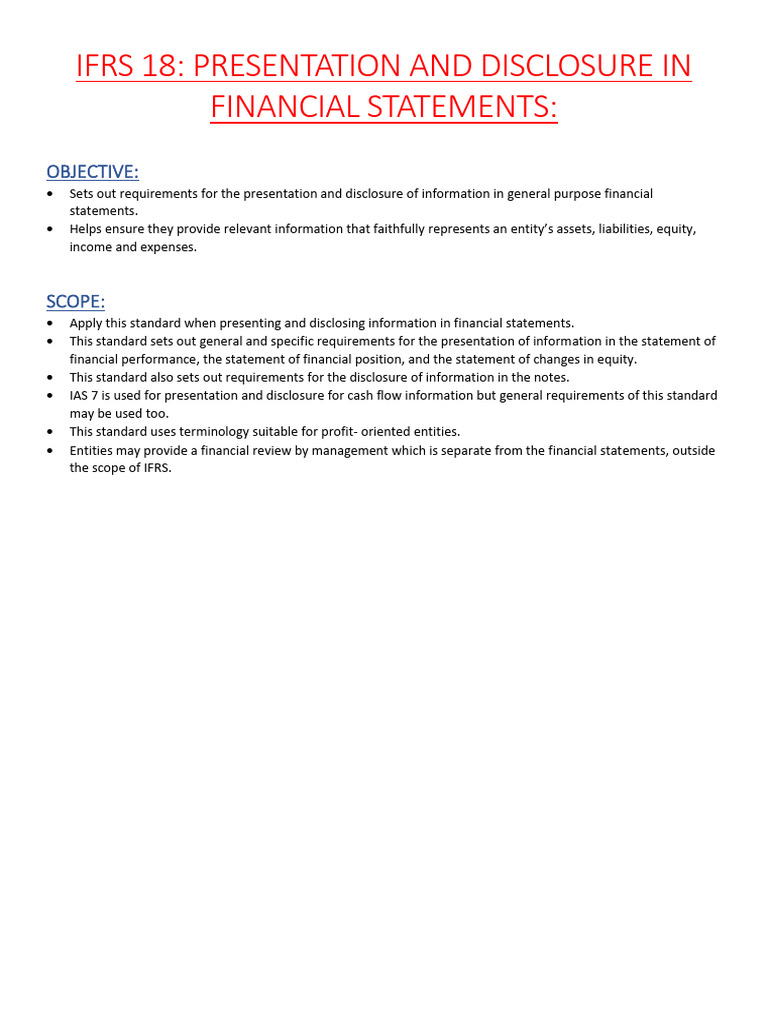 IFRS 18 Summary | PDF | Balance Sheet | Expense