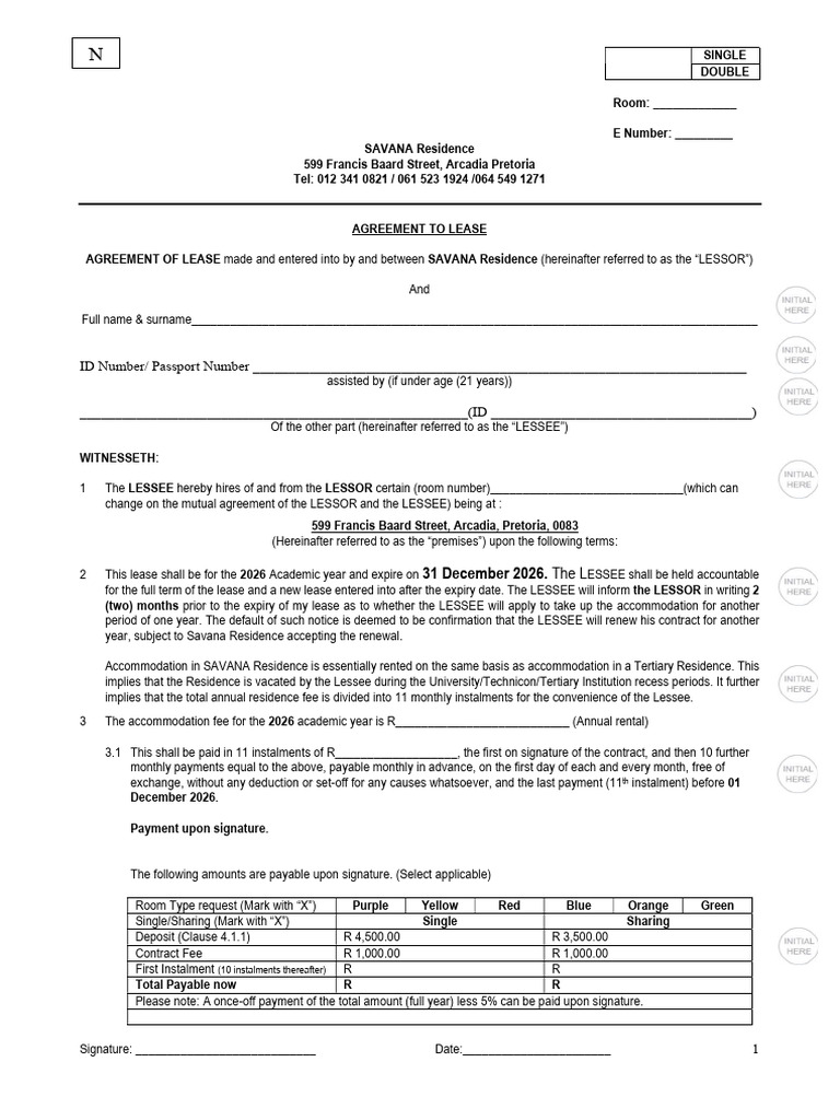 New Student Contract 2026 | PDF | Lease | Common Law
