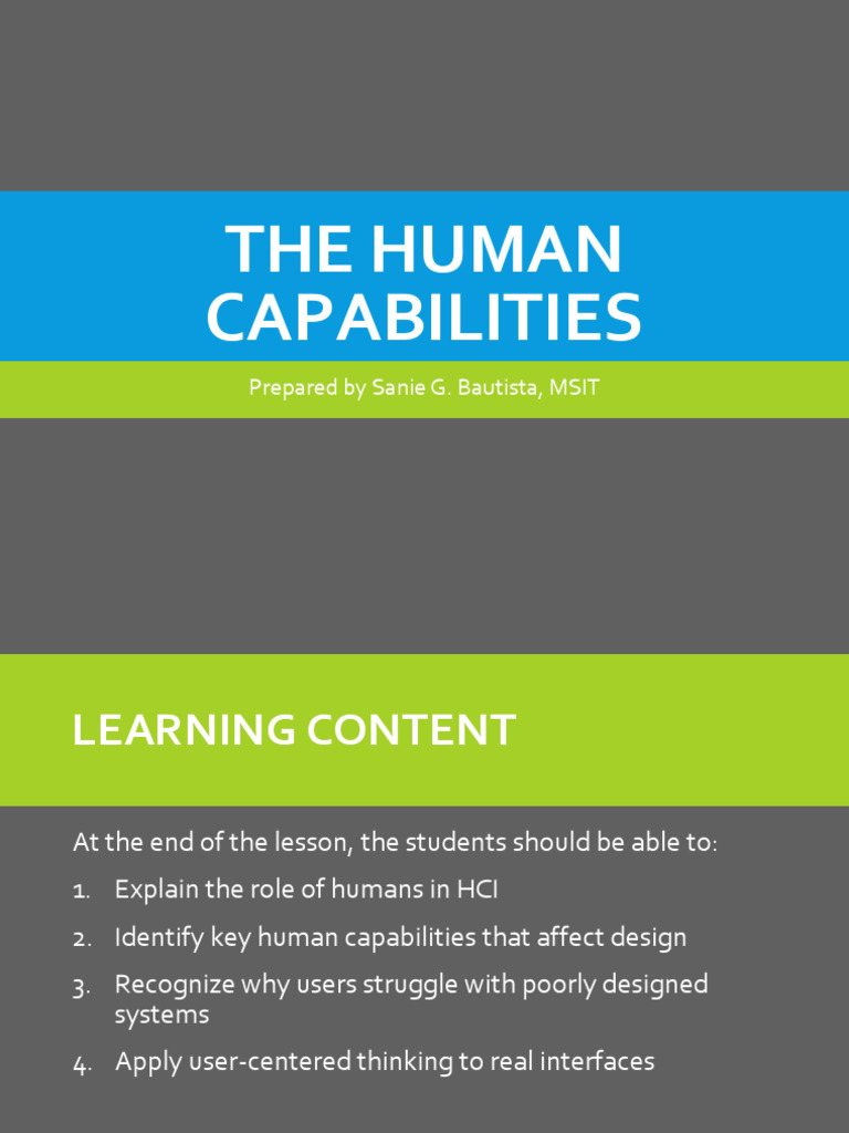 1.1 The Human Capabilities | PDF | Perception | Memory