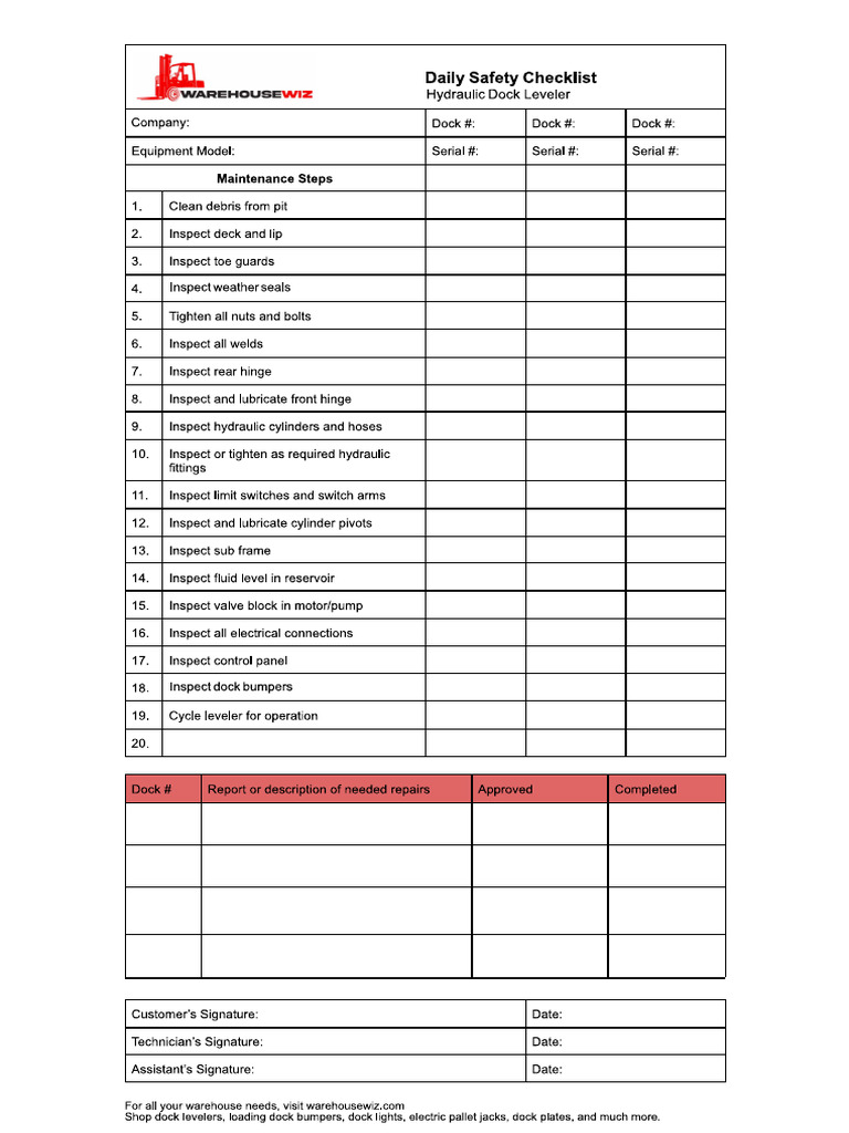 Dock Leveller Checklist | PDF