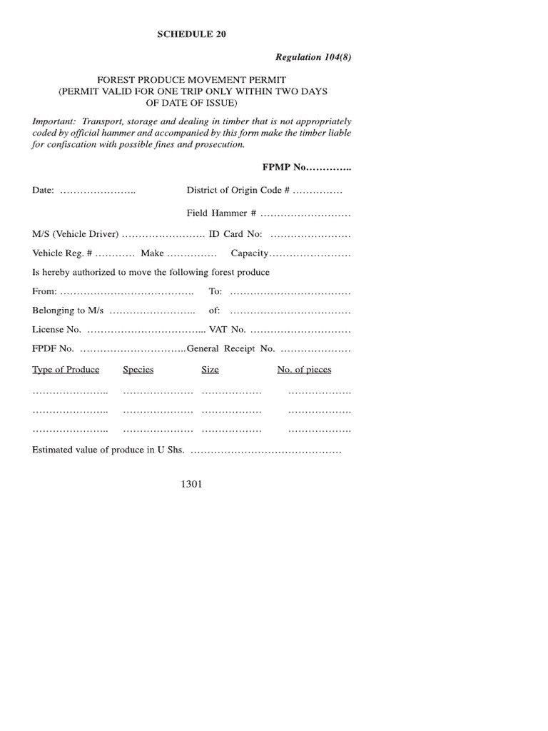Forest Produce Movement Permit | PDF