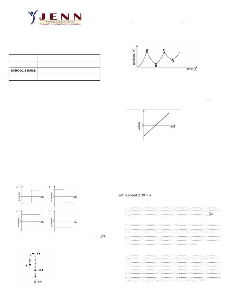 PS Vertical Projectile Motion Post-Test | PDF | Physics | Mechanics