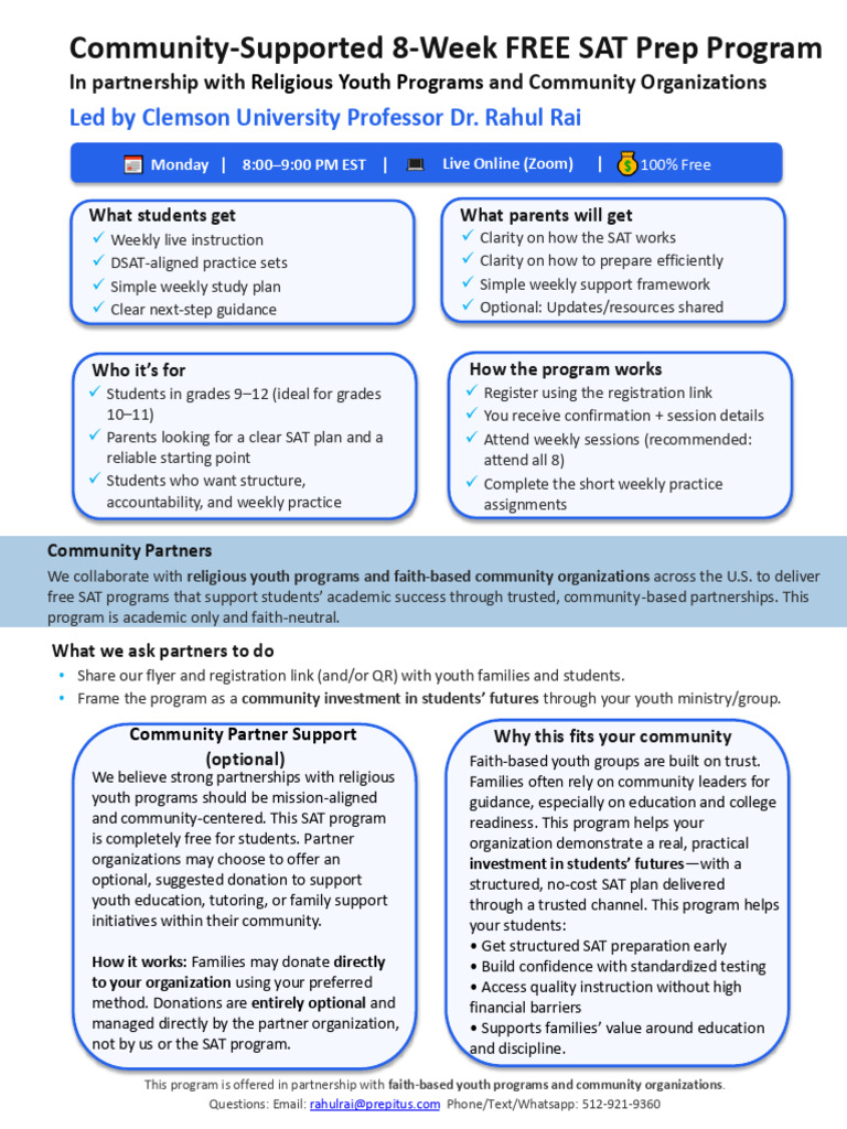 One Page Flyer - Religious Youth Programs | PDF | Sat
