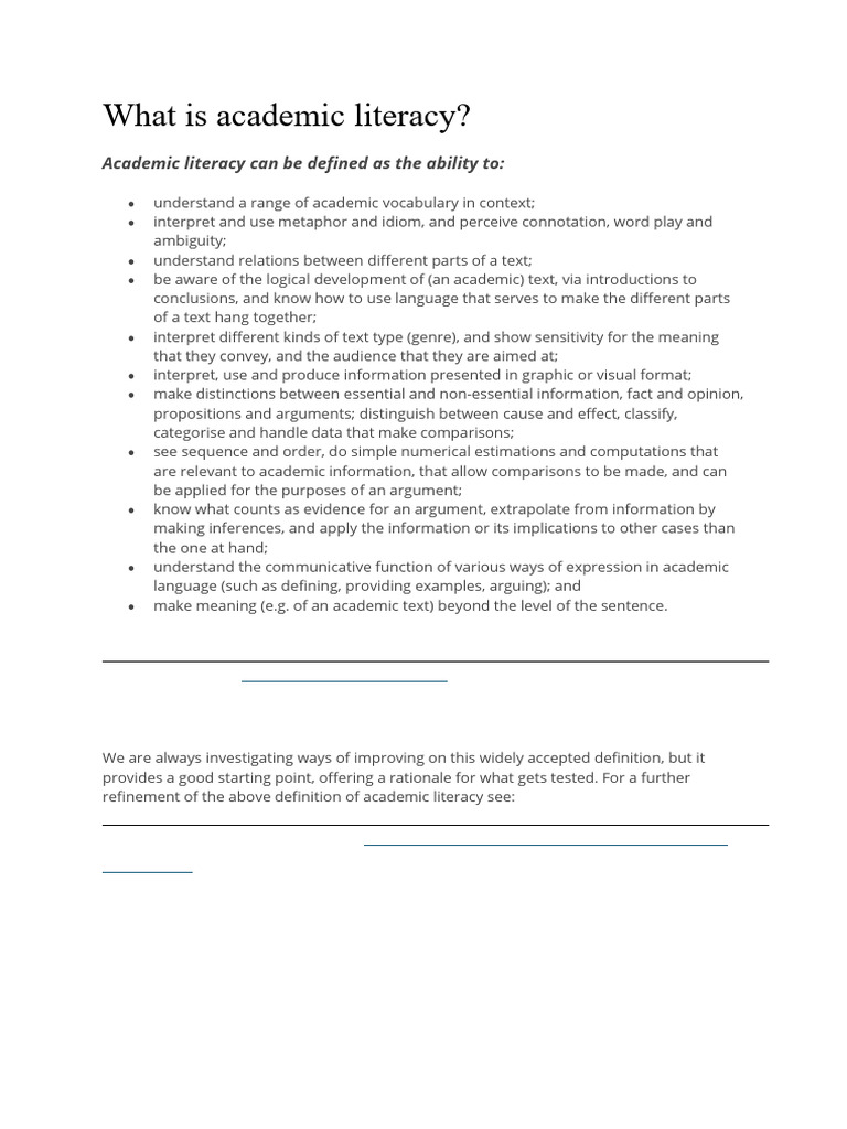 What Is Academic. Literacy PDF | PDF