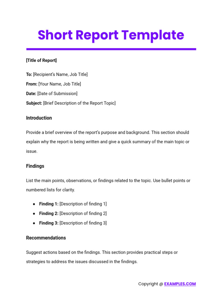 Short Report Template | PDF