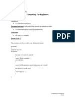 Computing For Engineers: Lab Activity 6: Arrays Objectives