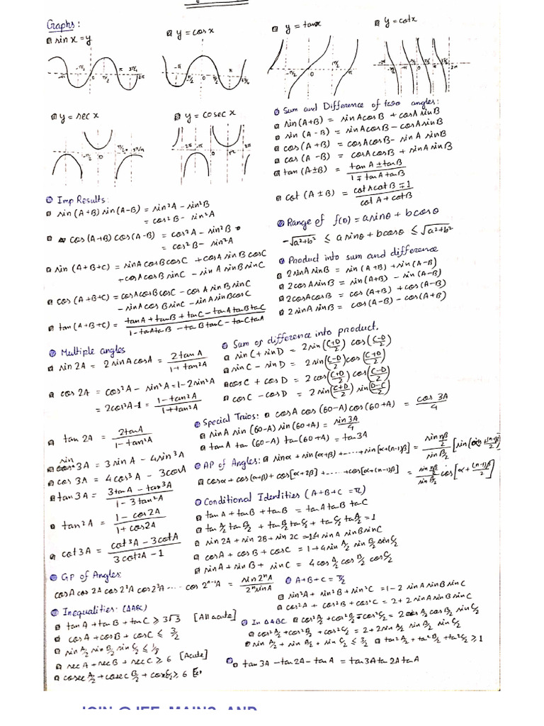 Mathematics One Page Notes | PDF