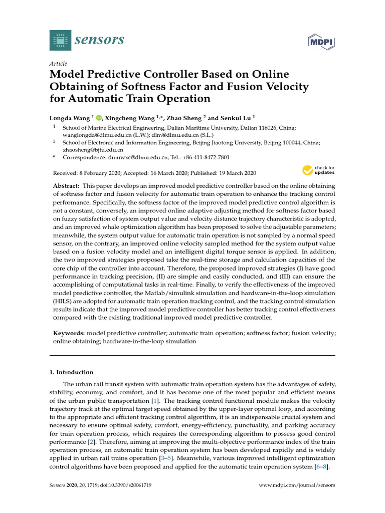 Wang Et Al. - 2020 - Model Predictive Controller Ba | PDF | Applied ...