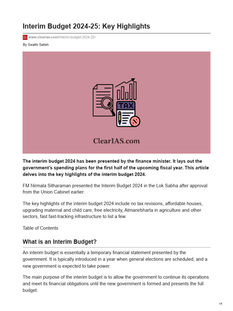 15.interim Budget 2024-25 | PDF | Taxes | Budget
