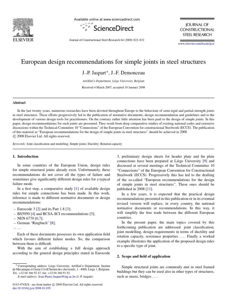 European Design Recommendations For Simp | PDF | Bending | Beam (Structure)