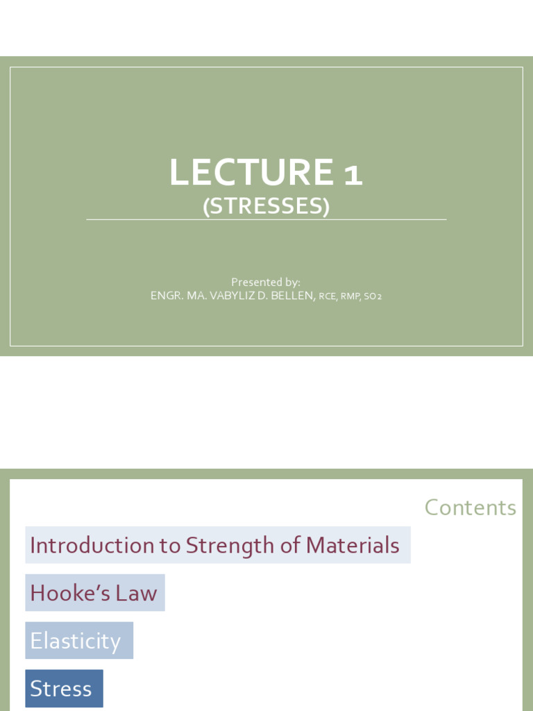 Lecture 1 Simple Stresses | PDF | Stress (Mechanics) | Strength Of ...