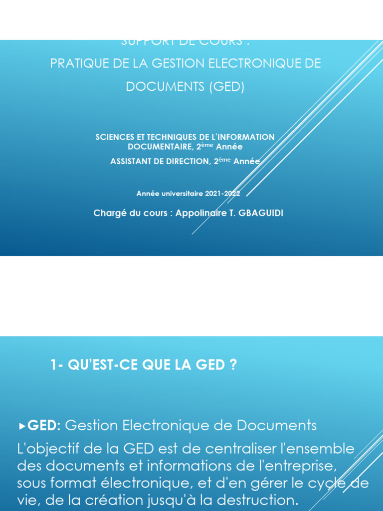 Cours Ged 2025 Ag2&Stid2 | PDF | Workflow | Informatique