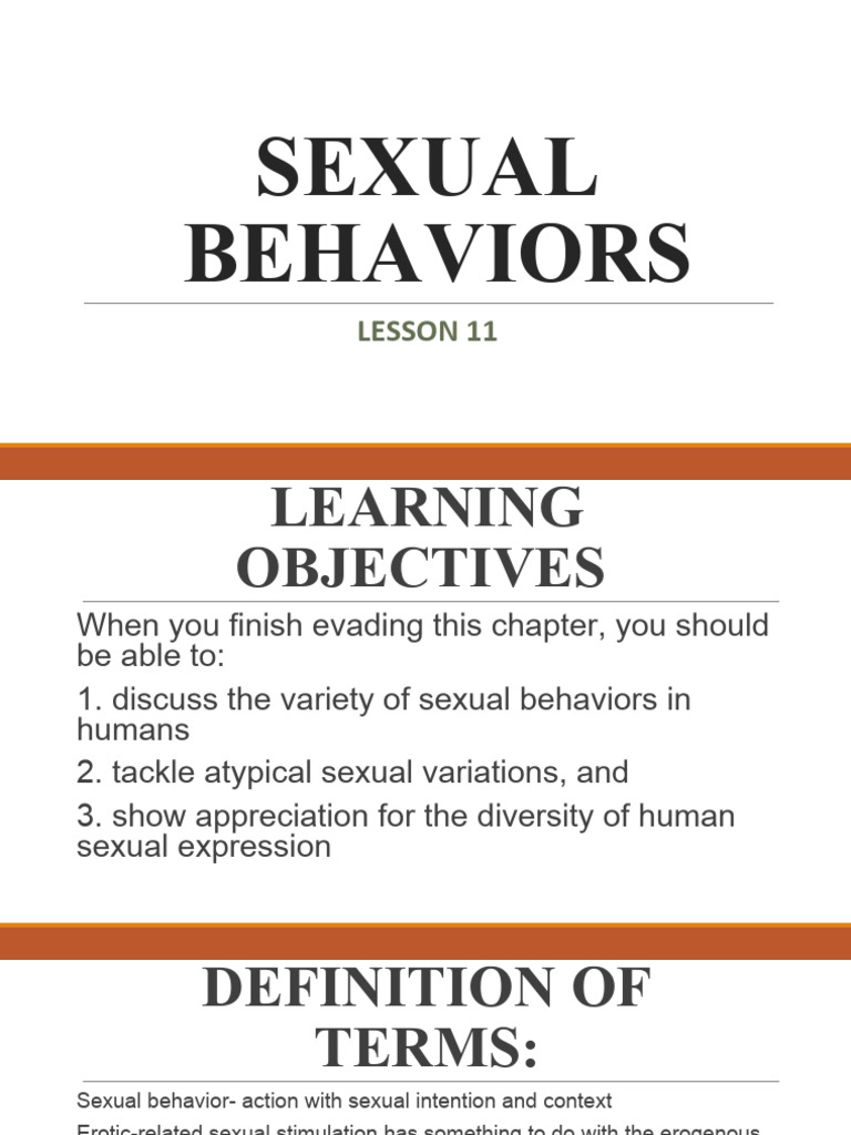 Lesson 11 - Sexual Behaviors | PDF | Emotions | Human Reproduction