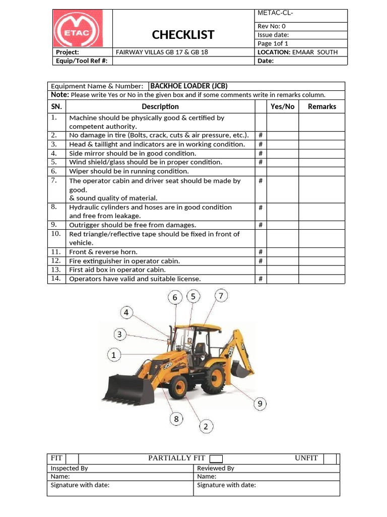 Checklists For All Construction Equipment | PDF | Mechanical ...