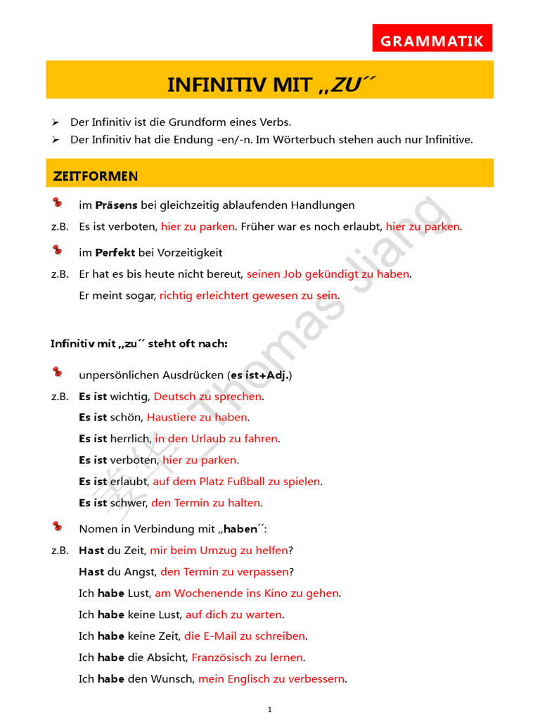 Infinitiv Mit Zu | PDF
