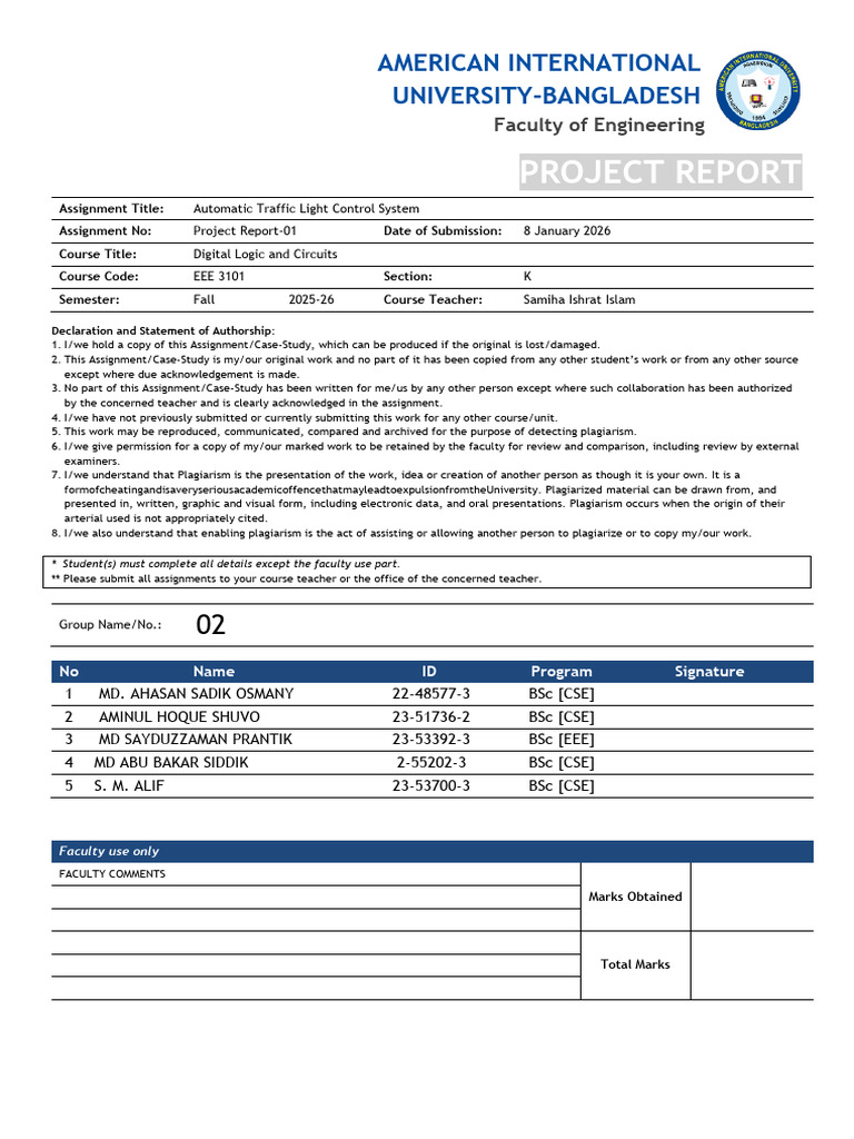 DLC Project Report | PDF | Traffic Light | Electrical Engineering