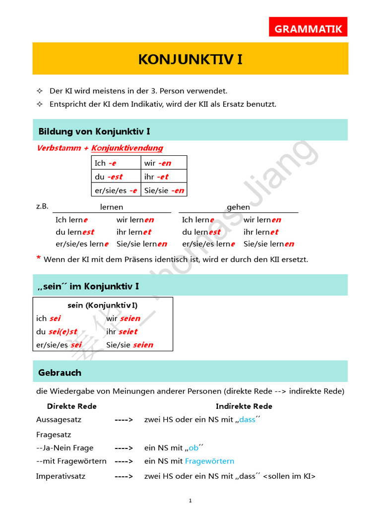 Konjunktiv I | PDF