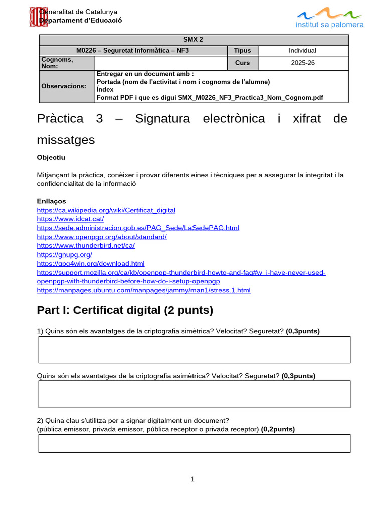 SMX2 M0226 NF3 Pràctica 3 - Signar Encriptar v01 | PDF