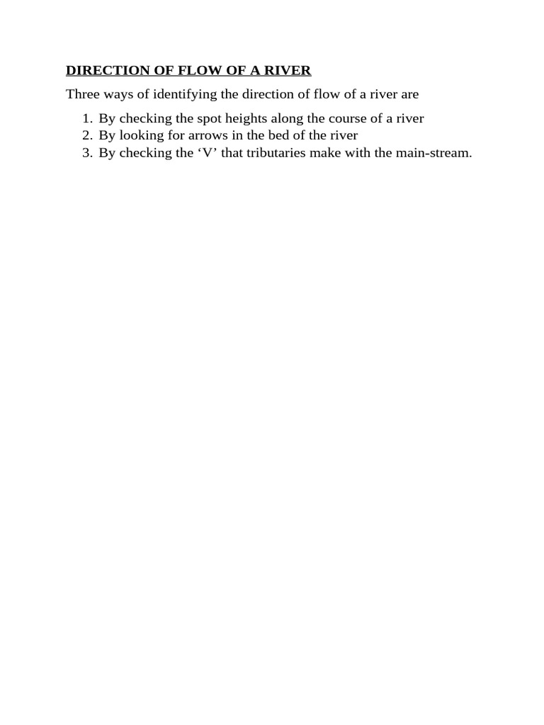 DIRECTIONS of Flow of A River | PDF