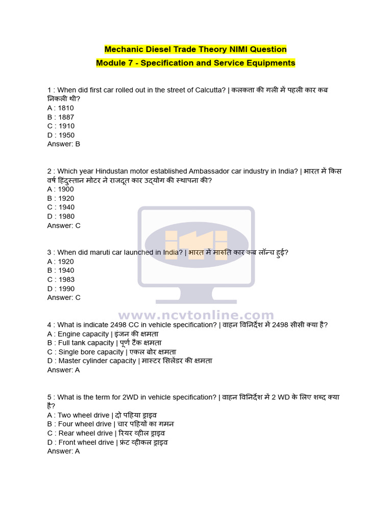 Module 7 - Specification and Service Equipments | PDF