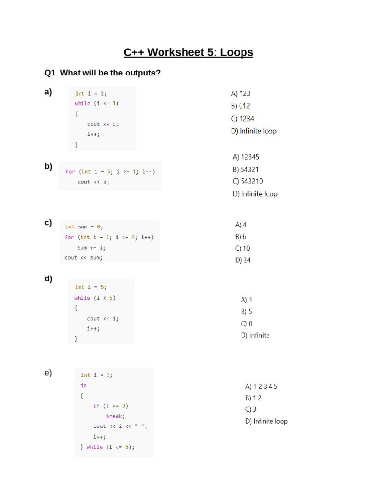 Worksheet 5 | PDF