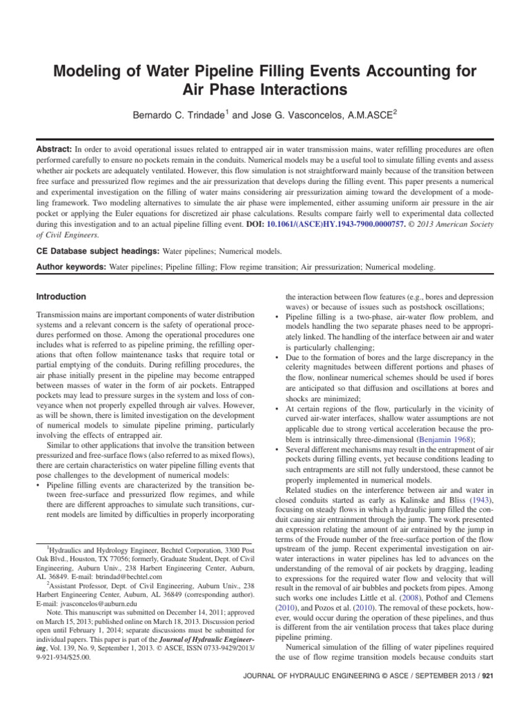Modeling of Water Pipeline Filling Events Accounting | PDF | Simulation ...