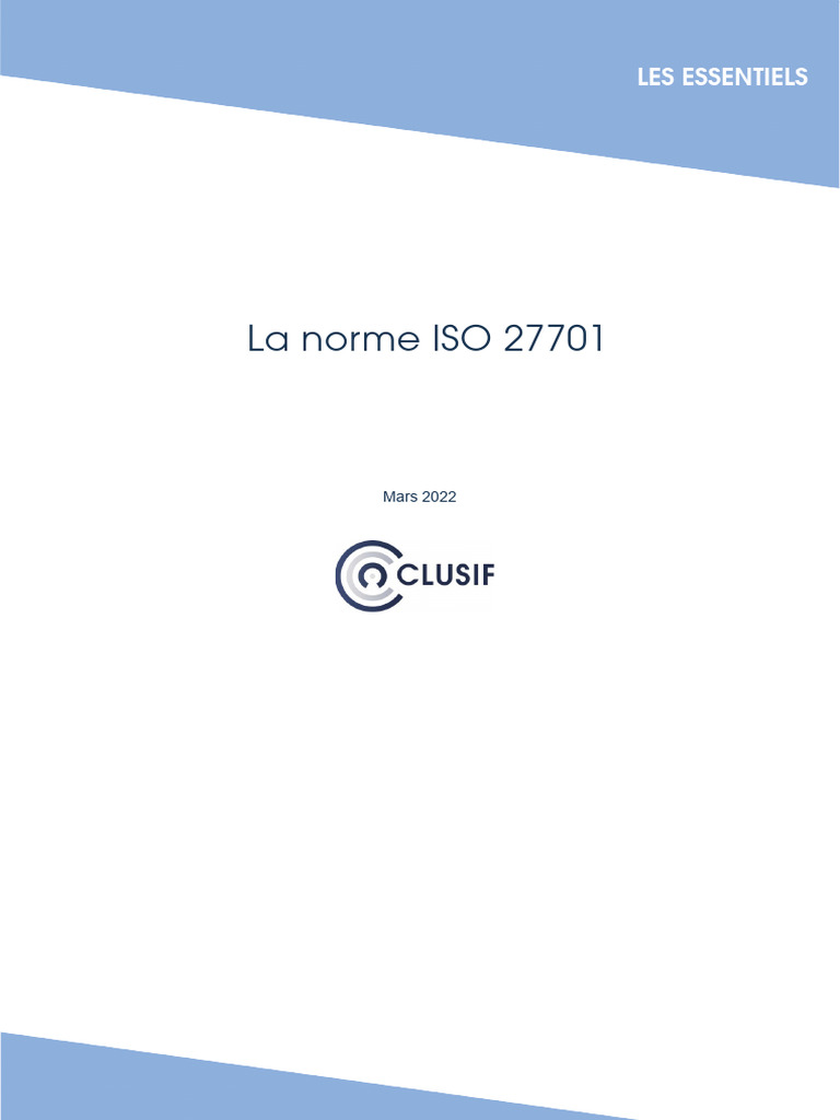 La Norme ISO27701 | PDF | Sécurité des systèmes d'information | Sécurité
