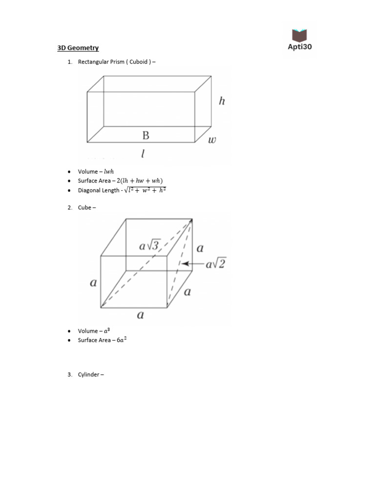 3d Geometry Formula Sheet | PDF