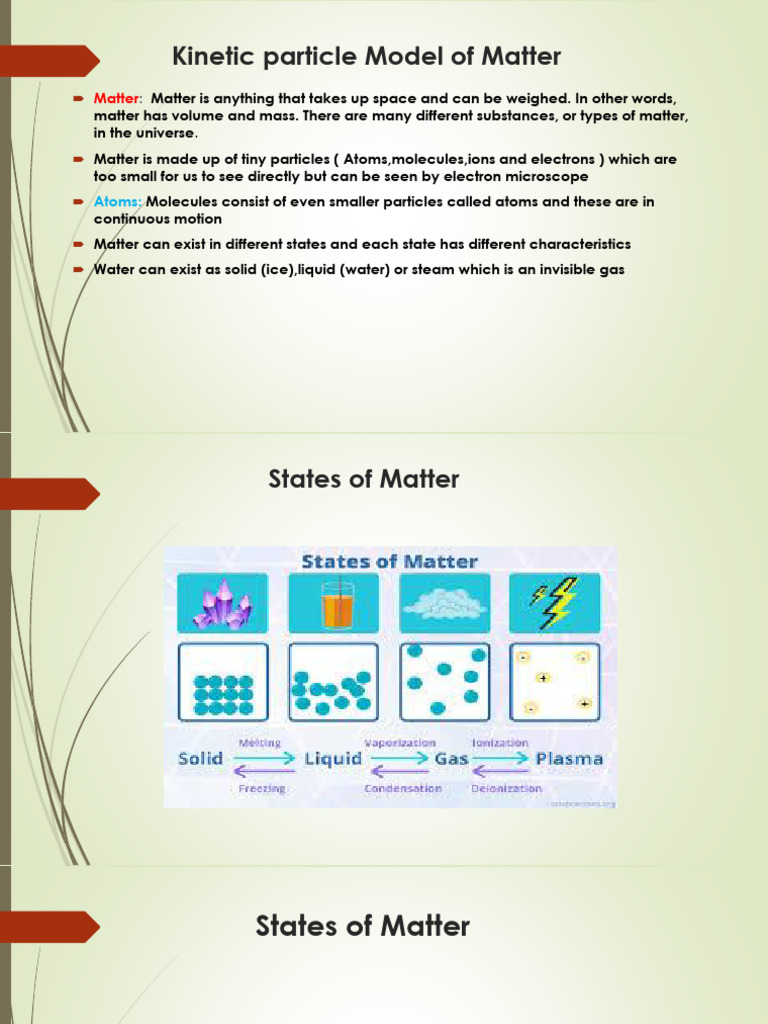 Kinetic Particle Model of Matter | PDF | Temperature | Gases