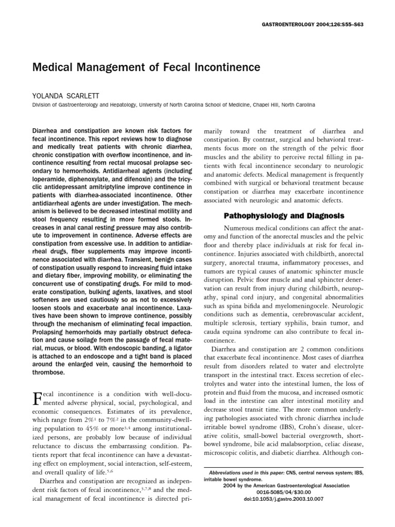 Medical Management of Fecal Incontinence | PDF | Constipation | Hemorrhoid