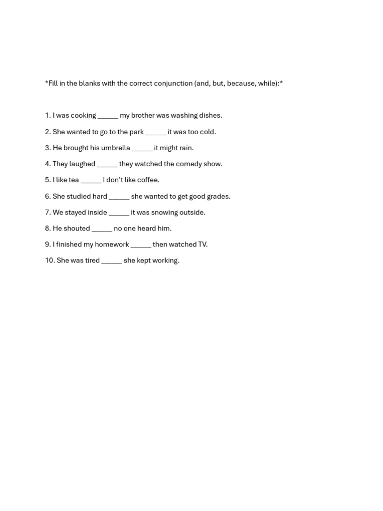 Conjunction Worksheet | PDF