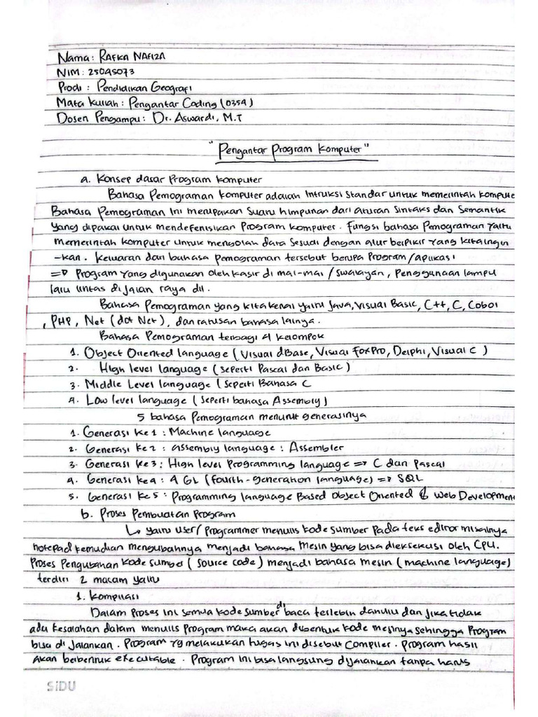 My TGSR2 Rafka Nafiza Pengantar Coding | PDF