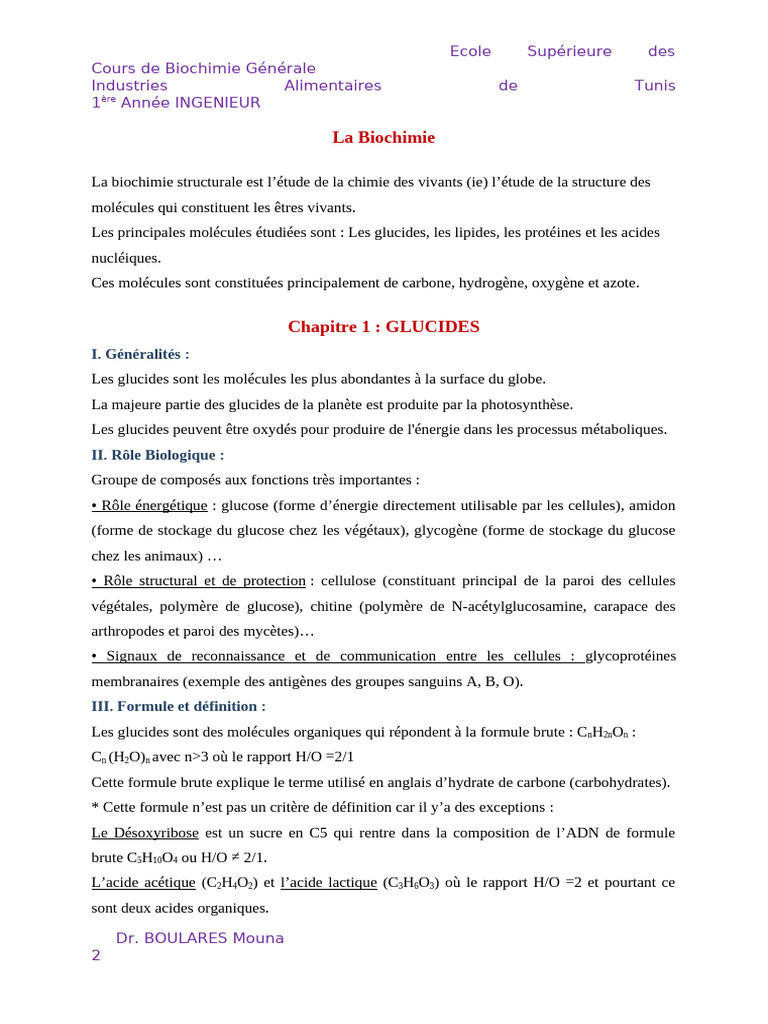 Biochimie G | PDF | Glucide | Glucose