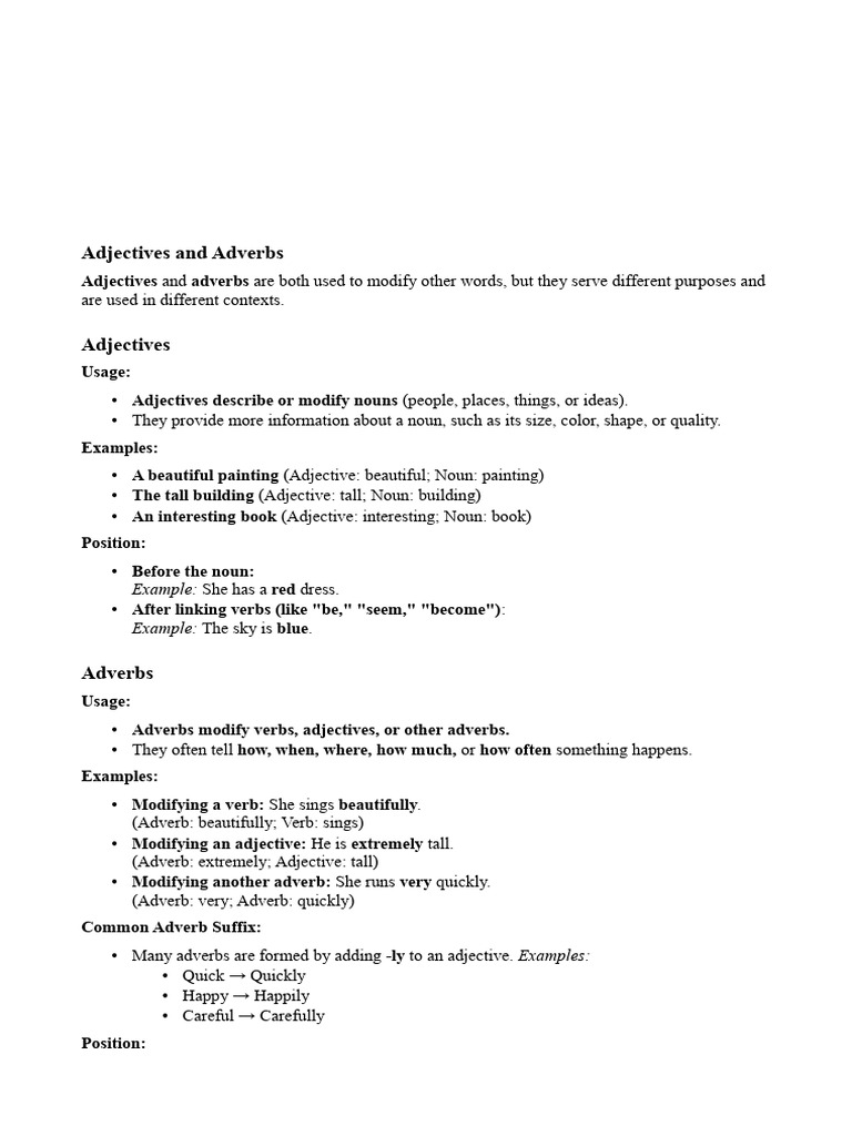 Adjectives and Adverbs | PDF