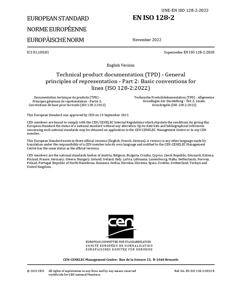 ISO 128-2 (2022) Basic Conventions For Lines | PDF | Technical Drawing ...