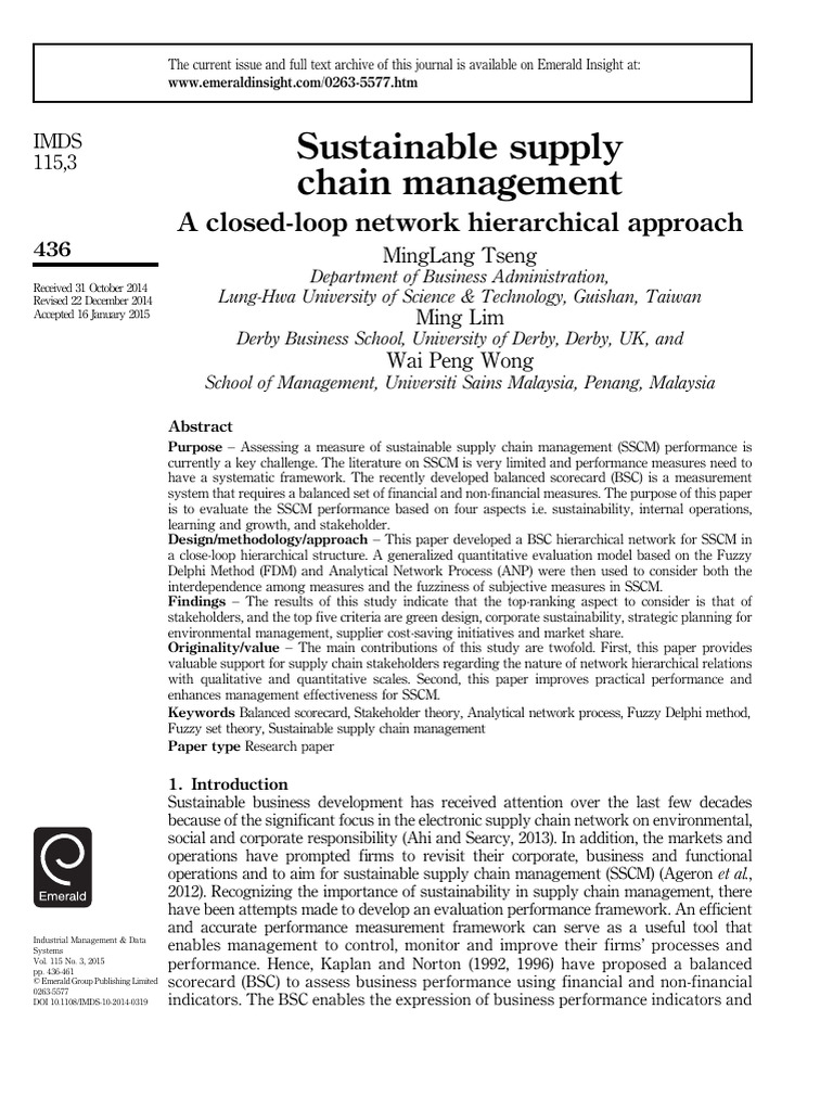 Sustainable Supply Chain Management | PDF | Supply Chain | Sustainability