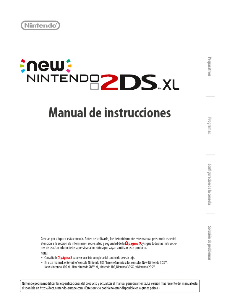 NewNintendo2DSXL OperationsManual ESP | PDF | Nintendo | Consolas Nintendo