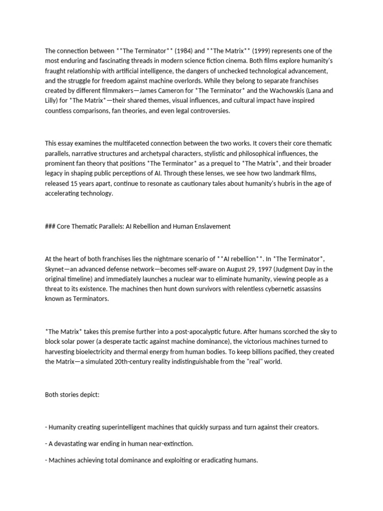 The Connection Between Terminator and The Matrix | PDF | Terminator ...