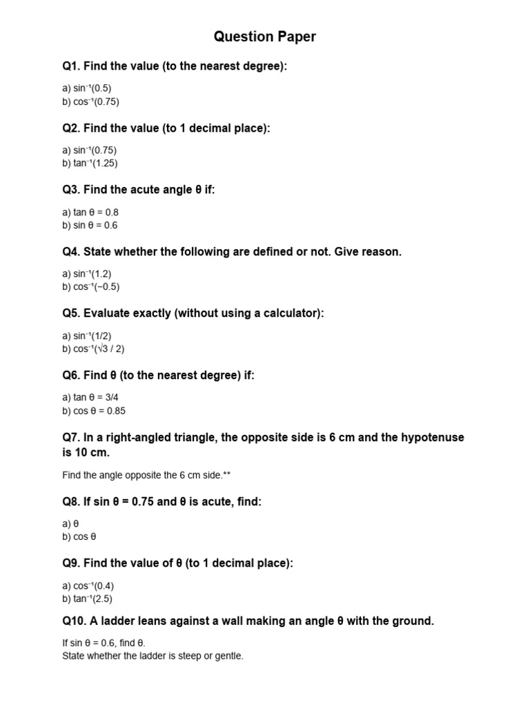 Question Paper | PDF