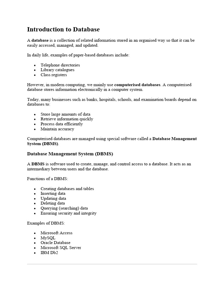 Introduction To Database | PDF | Databases | Project Management